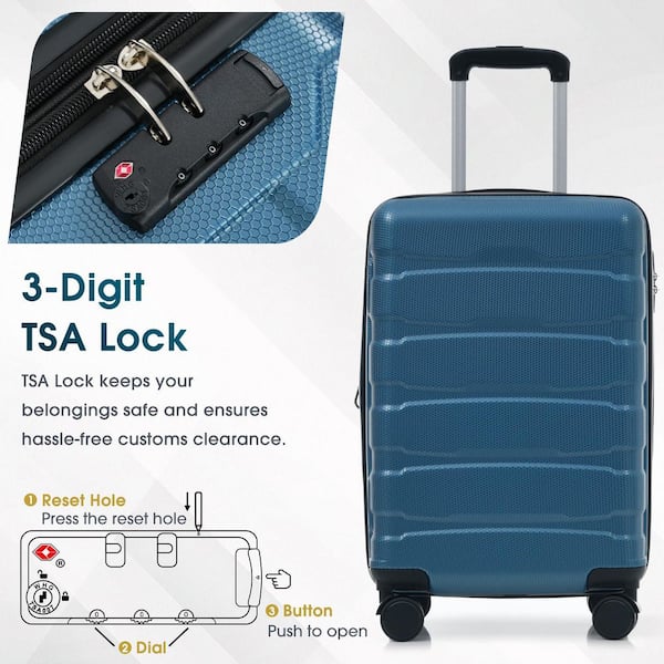Merax 22.8 in. Blue ABS Hardside Luggage Double Spinner Expandable