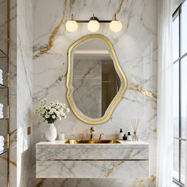 Alada 24.8 in. Modern Gunmetal Gray Bathroom Vanity Light 3-Light Plated Brass Wall Sconce with White Glass Globes