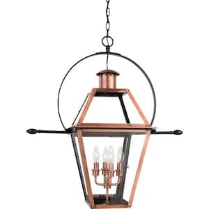 Rue De Royal 4-Light Aged Copper Pendant with Clear Glass