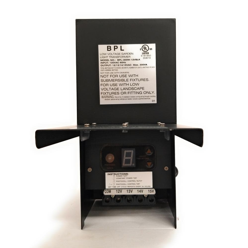 300W Black Metal Low Voltage Landscape Light Transformer