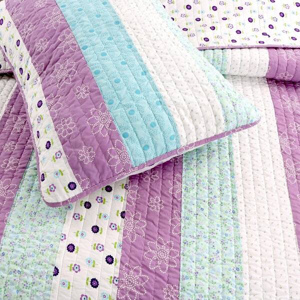 Details about   Cozy Line Home Fashions Jeannie Lilac Purple Striped Floral Flower Print Pattern 