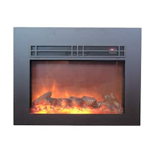 True Flame 26 in. Electric Fireplace Insert in Sleek Black with Surround