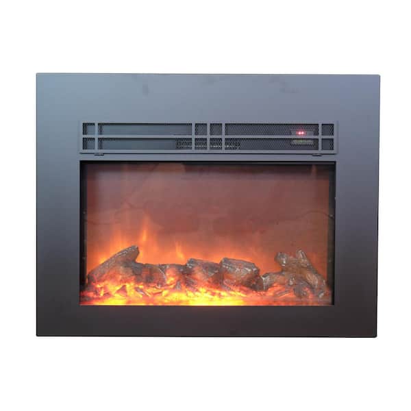 Unbranded True Flame 26 in. Electric Fireplace Insert in Sleek Black with Surround