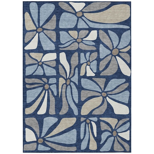 Chantille Machine Washable Indoor/Outdoor Abstract ACN2630 Navy 3 ft. x 4 ft. Area Rug