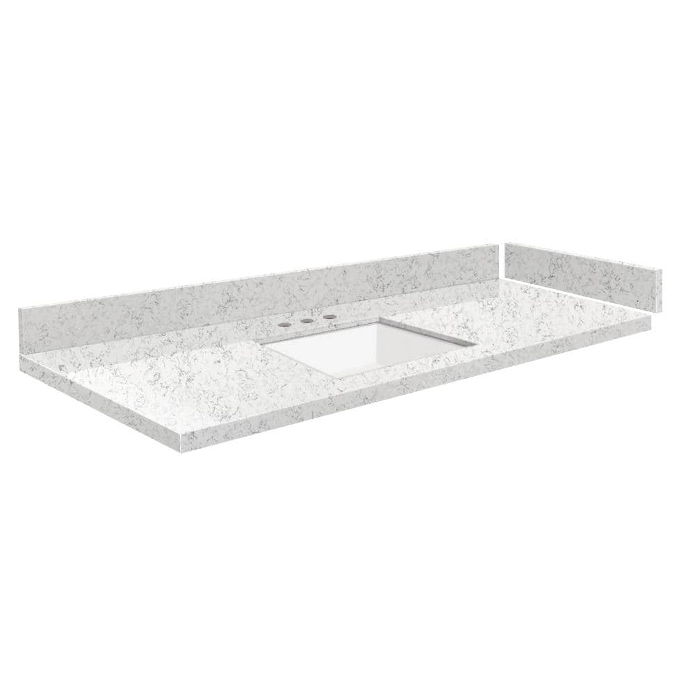 Silestone 49.5 in. W x 22.25 in. D Quartz White Rectangular Single Sink Vanity Top in Lyra price history on PriceWatchPro