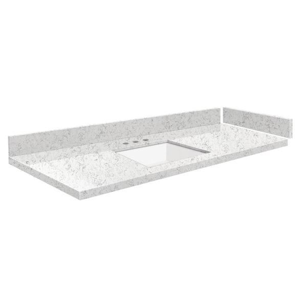 Transolid Silestone 49 in. W x 22.25 in. D Quartz White Rectangular Single Sink Vanity Top in Lyra
