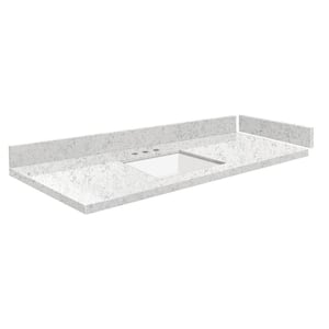 Silestone 54.5 in. W x 22.25 in. D Quartz White Rectangular Single Sink Vanity Top in Lyra