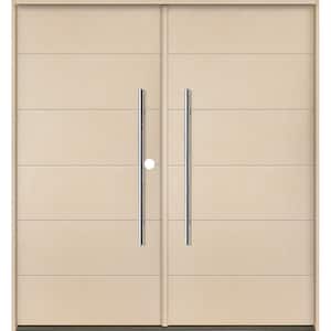 TETON Modern Faux Pivot 72 in. x 80 in. Left-Active/Inswing Solid Panel Unfinished Double Fiberglass Prehung Front Door
