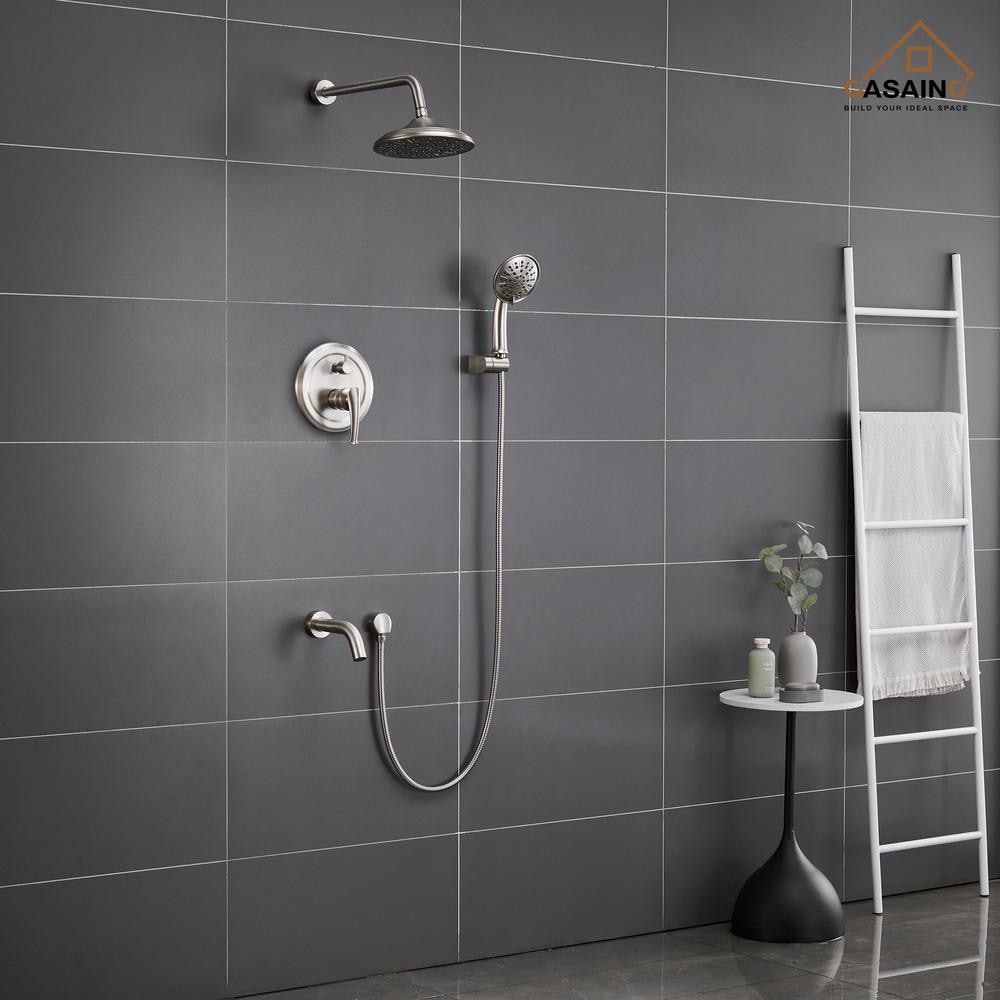 Brushed Nickel Multi-Head Wall Mounted Shower System