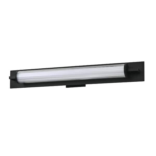 Kendal Lighting SABRA 31 in. 1 Light Black, Clear LED Vanity Light Bar with Clear Glass, Acrylic Shade