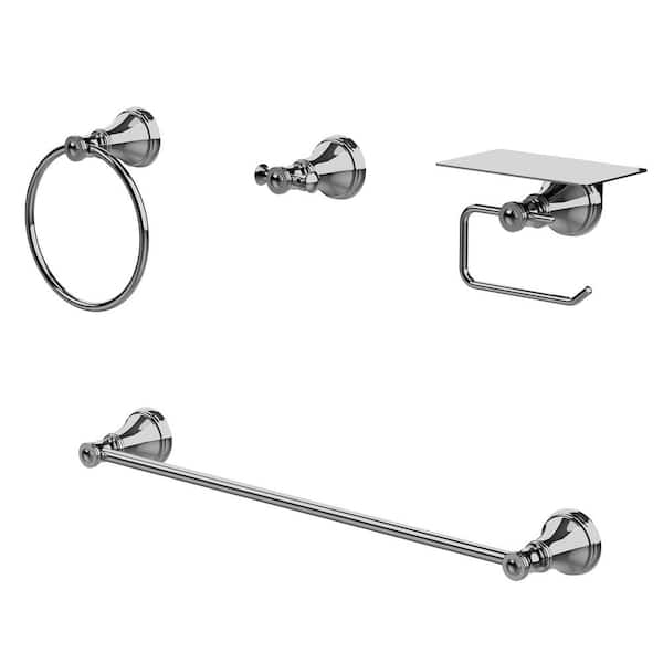 4-Piece Bathroom Hardware Set Towel Rack Set 1.0 GPM in Polished Chrome