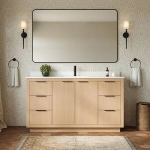 Maroni 60 in. W x 22 in. D Single Bath Vanity in Light Straw with Cultured Marble Vanity Top in White with White Basin