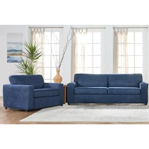 New Classic Furniture Kylo 2-piece Blue Polyester Living Room Set with Couch and Oversized Chair