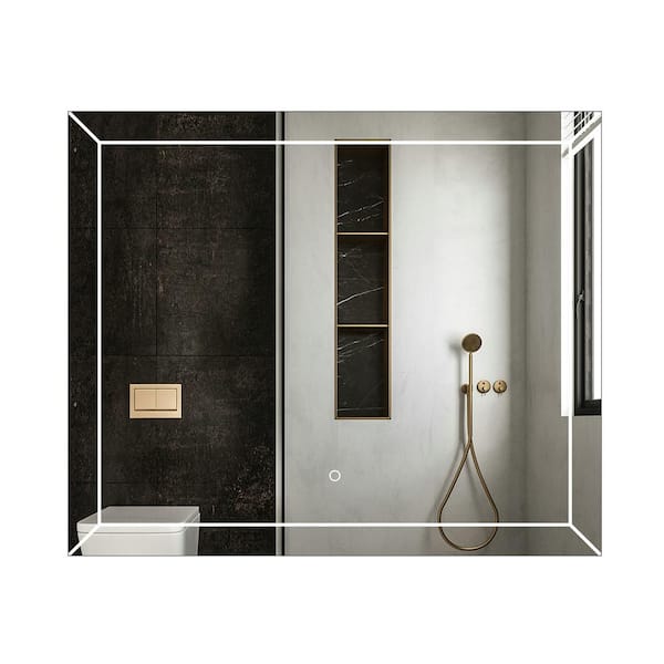 AUTHENTIK 36 in. W x 30 in. H Rectangular Landscape Frameless Wall Mounted LED Bathroom Vanity Mirror with Bluetooth Speaker