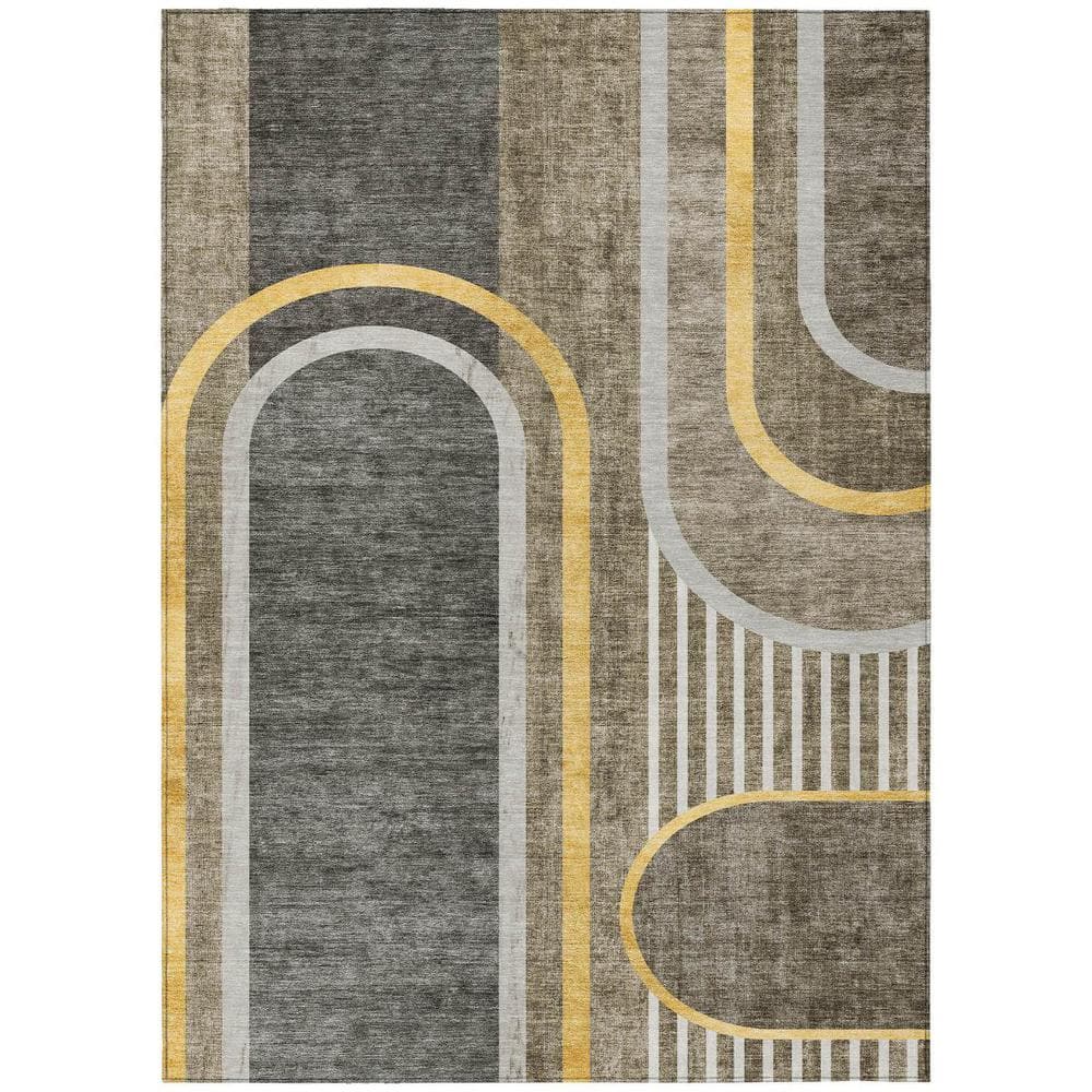 Taupe and Gray 3 ft. x 5 ft. Woven Abstract Polyester Rectangle Indoor/Outdoor Area Rug price history on PriceWatchPro