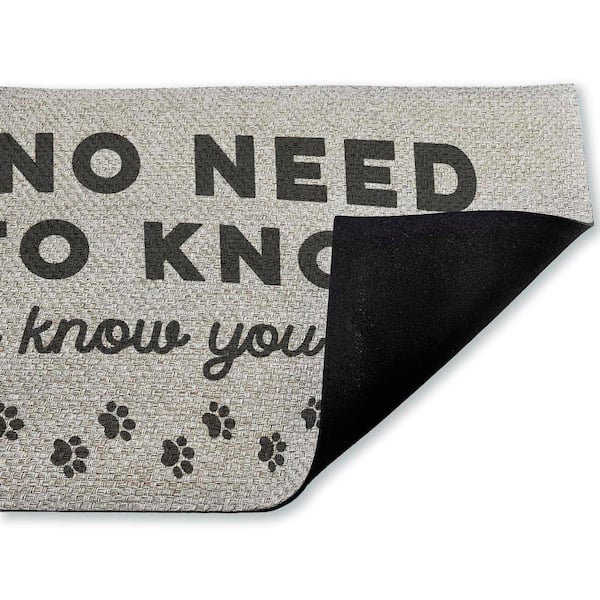 No Need to Knock Black 18 in. x 30 in. Polyester Non-Slip Outdoor Door Mat