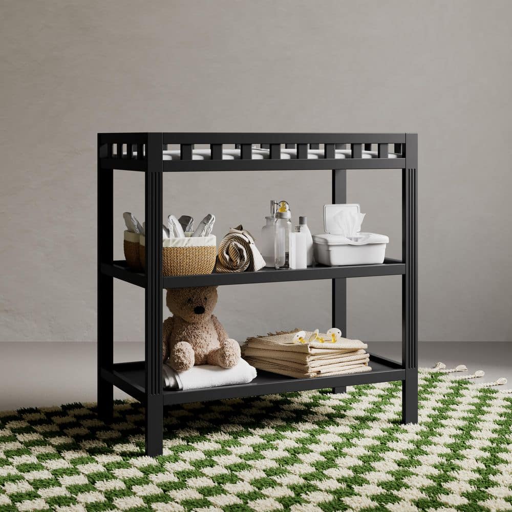 Morningside Black Changing Table with Water-Resistant Changing Pad