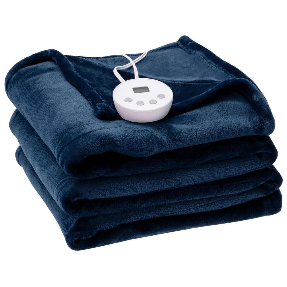 Gymax 62 in. x 84 in. Heated Electric Blanket Timer Blue Twin Size Heated  Throw Blanket GYM10473 - The Home Depot