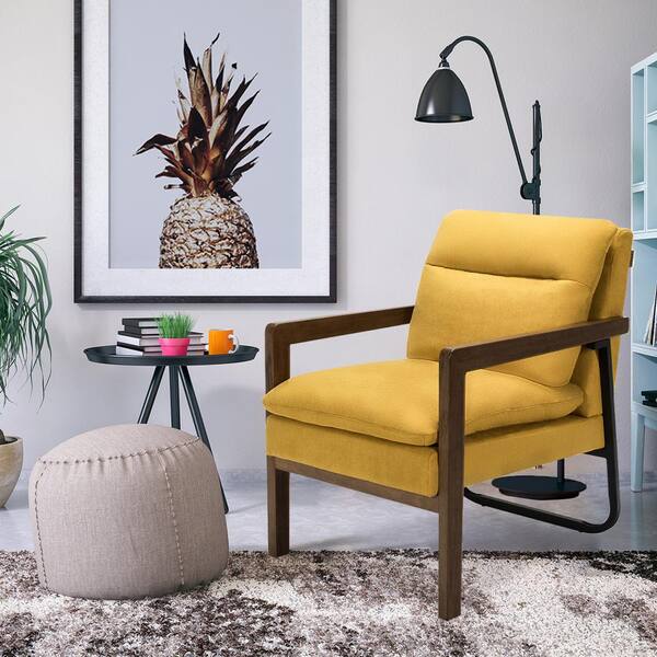 Gennemsigtig bibliotekar klippe Gymax Set of 2 Single Sofa Chair Leisure Accent Chair w/Wooden Armrests &  Legs Yellow GYM09744 - The Home Depot