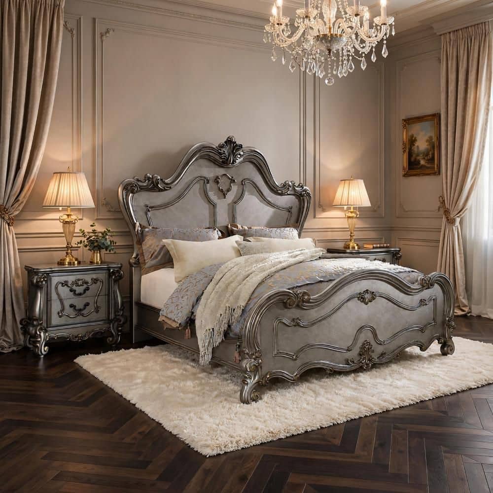 Otekant 3-Piece Silver and Gray Wood Queen Bedroom Set with 2-Nightstands