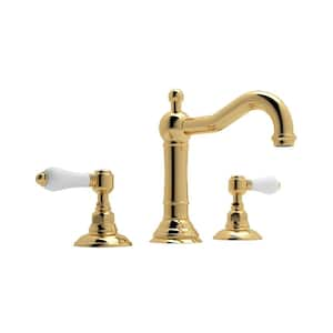 Acqui 8 in. Widespread Double-Handle Bathroom Faucet with Drain Kit Included in Italian Brass