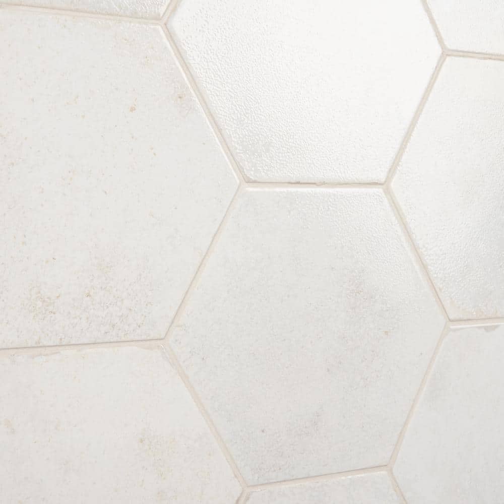 Mandalay Hex White Polished Porcelain Floor and Wall Tile