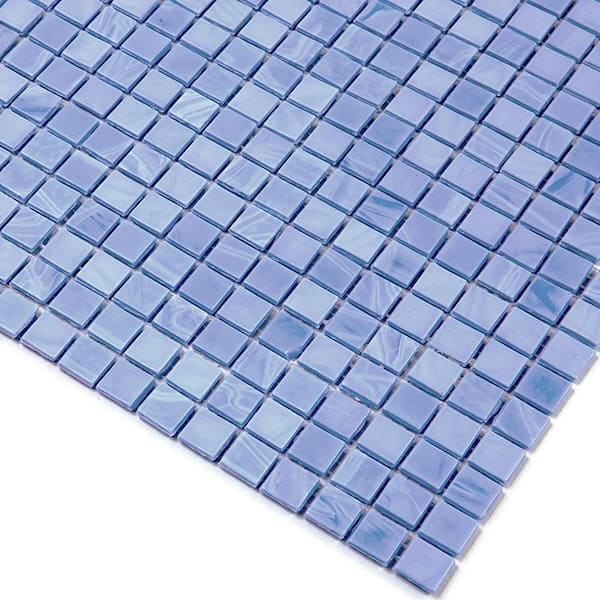 Skosh 11.6 in. x 11.6 in. Glossy Baby Blue Glass Mosaic Wall and Floor Tile (18.69 sq. ft./case) (20-pack)