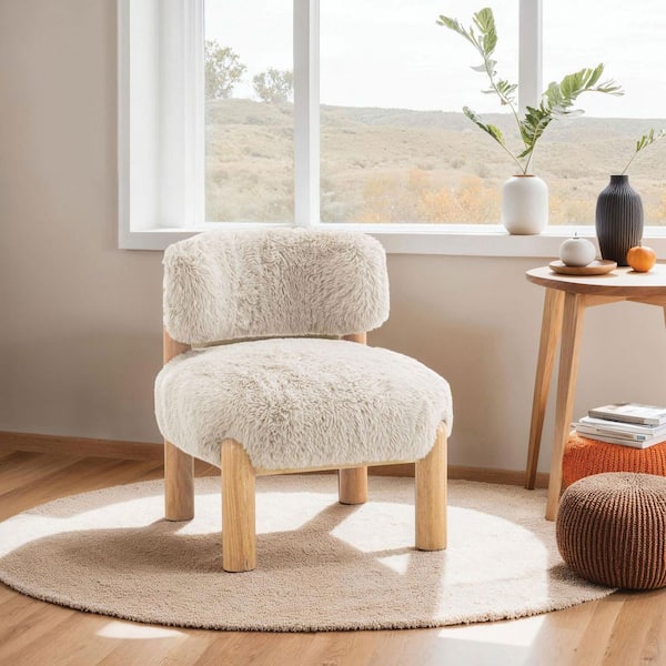 Degra Modern Taupe Fur-Like Fabric Accent Chair