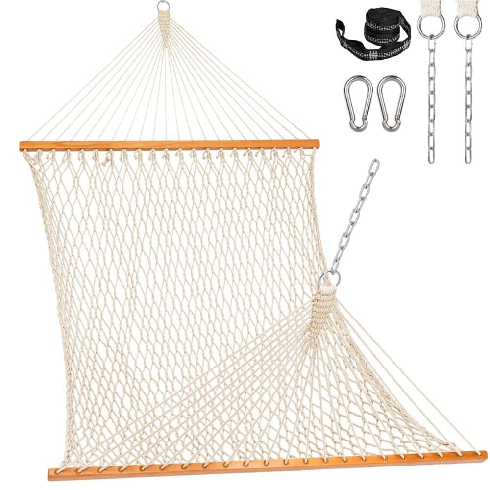 Wire Rope Hammock Primehome Handwoven Double Rope Hammock with Spreader Bar, 450lb ...