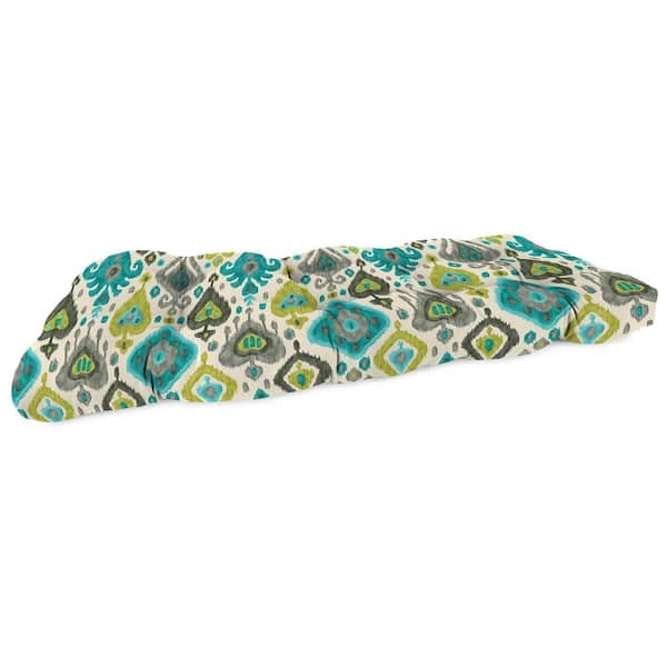 43 in. W x 19 in. D x 5 in. T Rectangular Outdoor Wicker Bench Cushion in Paso Turquoise