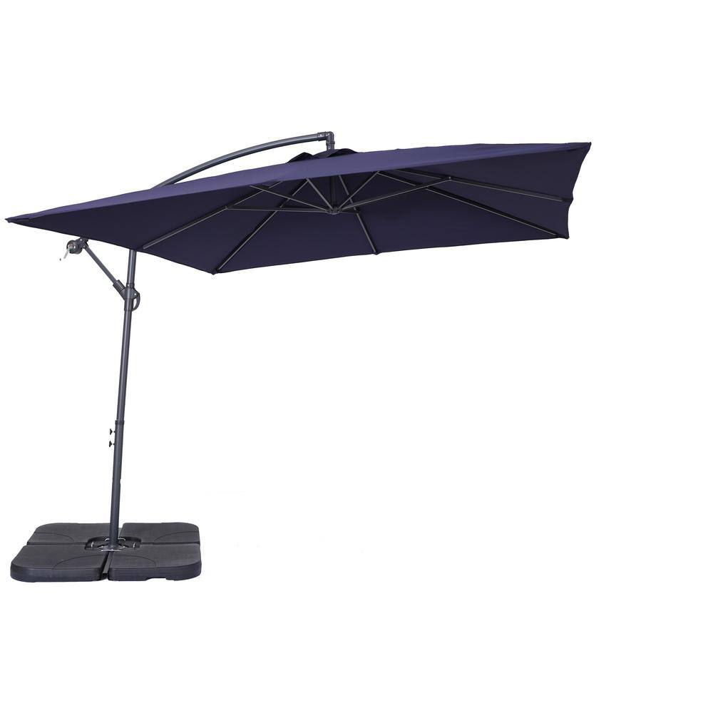 8.2 ft. x 8.2 ft. Square Cantilever Patio Umbrella in Navy with Umbrella Ba