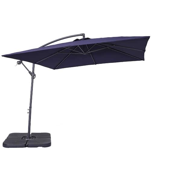 Unbranded 8.2 ft. x 8.2 ft. Square Cantilever Patio Umbrella in Navy with Umbrella Base