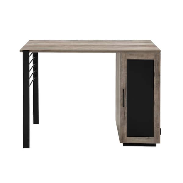 Walker Edison Furniture Company 42 in. Rectangular Grey Wash Wood and Metal Modern 2 Drawer Reversible Computer Desk with Chalkboard Door
