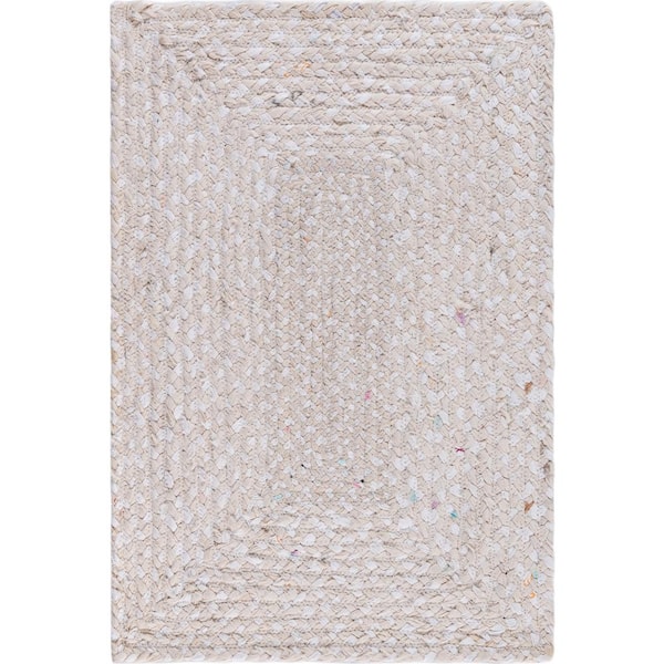 Unique Loom Braided Chindi Ivory 2 ft. x 3 ft. Accent Rug