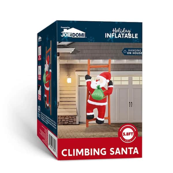 6 ft. in H x 2 ft. in W Festive Climbing Santa Inflatable for Christmas Outdoor Decor