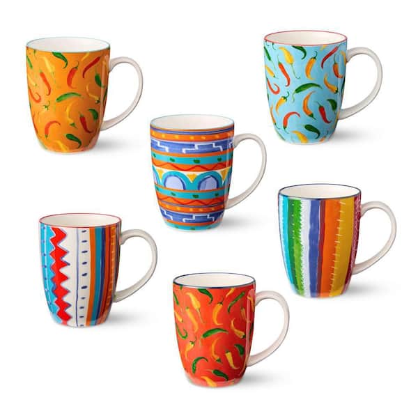 Certified International 13 fl. oz. Multi-Colored Caliente Porcelain Mug (Set of 6)