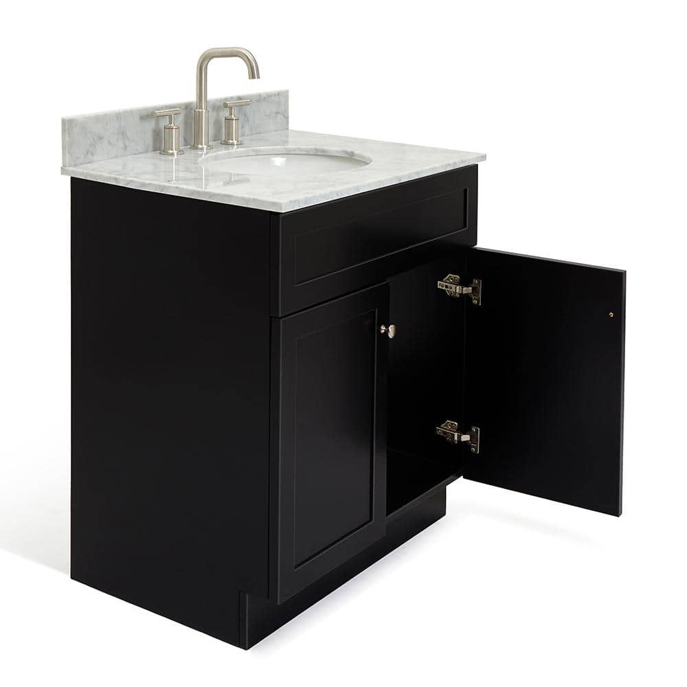 Hamlet 31" Black Wood Vanity with Carrara Marble Top
