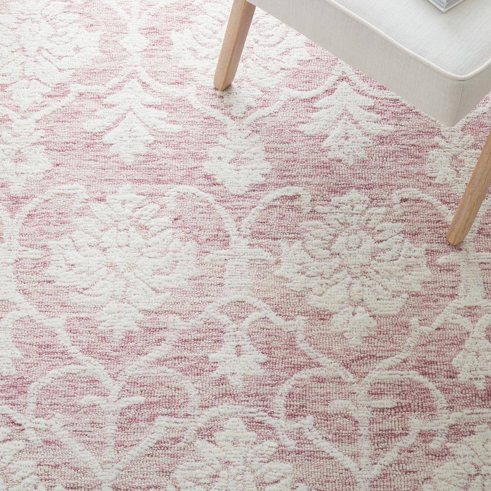 Ivory and Pink Floral Hand-Tufted Wool Area Rug, 8' x 10'