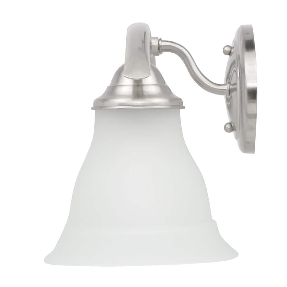 Trinity Brushed Nickel 3-Light Vanity Fixture with Etched Glass Shades