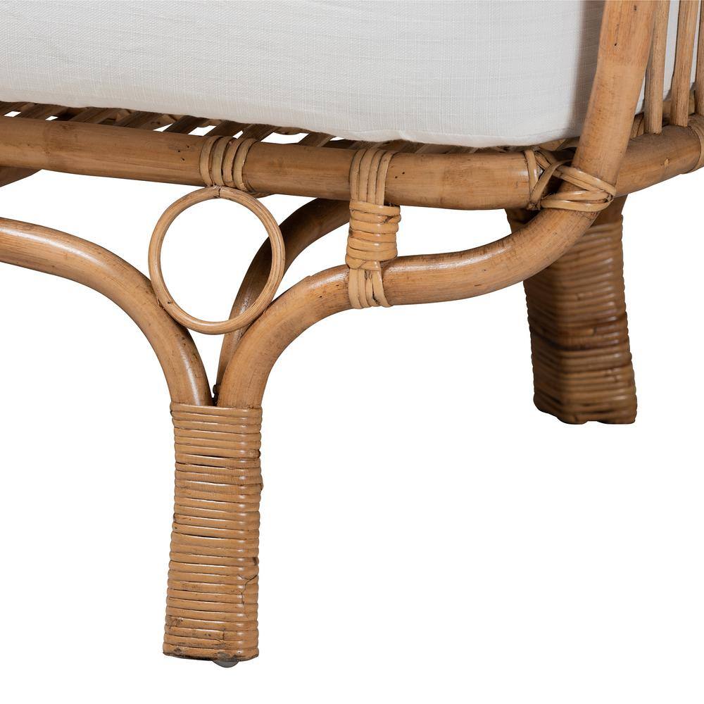 Edana Natural Rattan Sofa with White Cushions