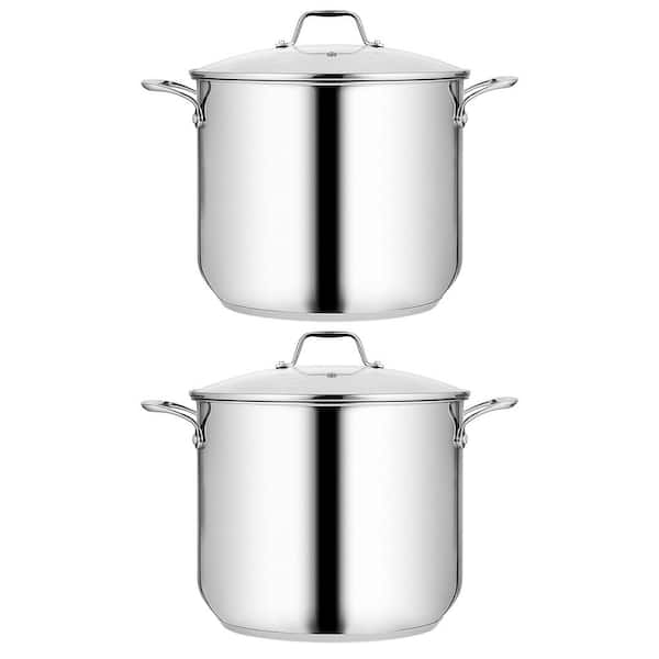 NutriChef Heavy Duty 8 Quart Stainless Steel Soup Stock Pot with