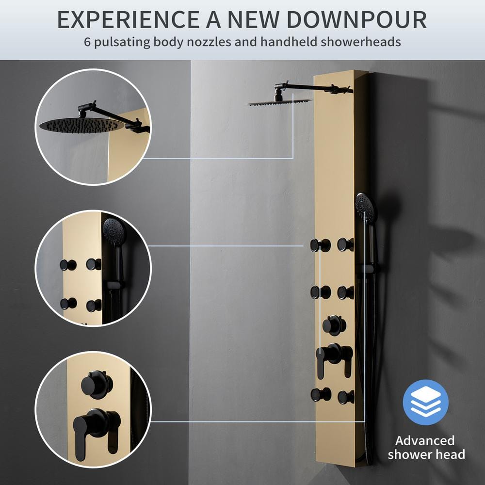 Black Gold 60.55'' Shower Panel with Adjustable Shower Head