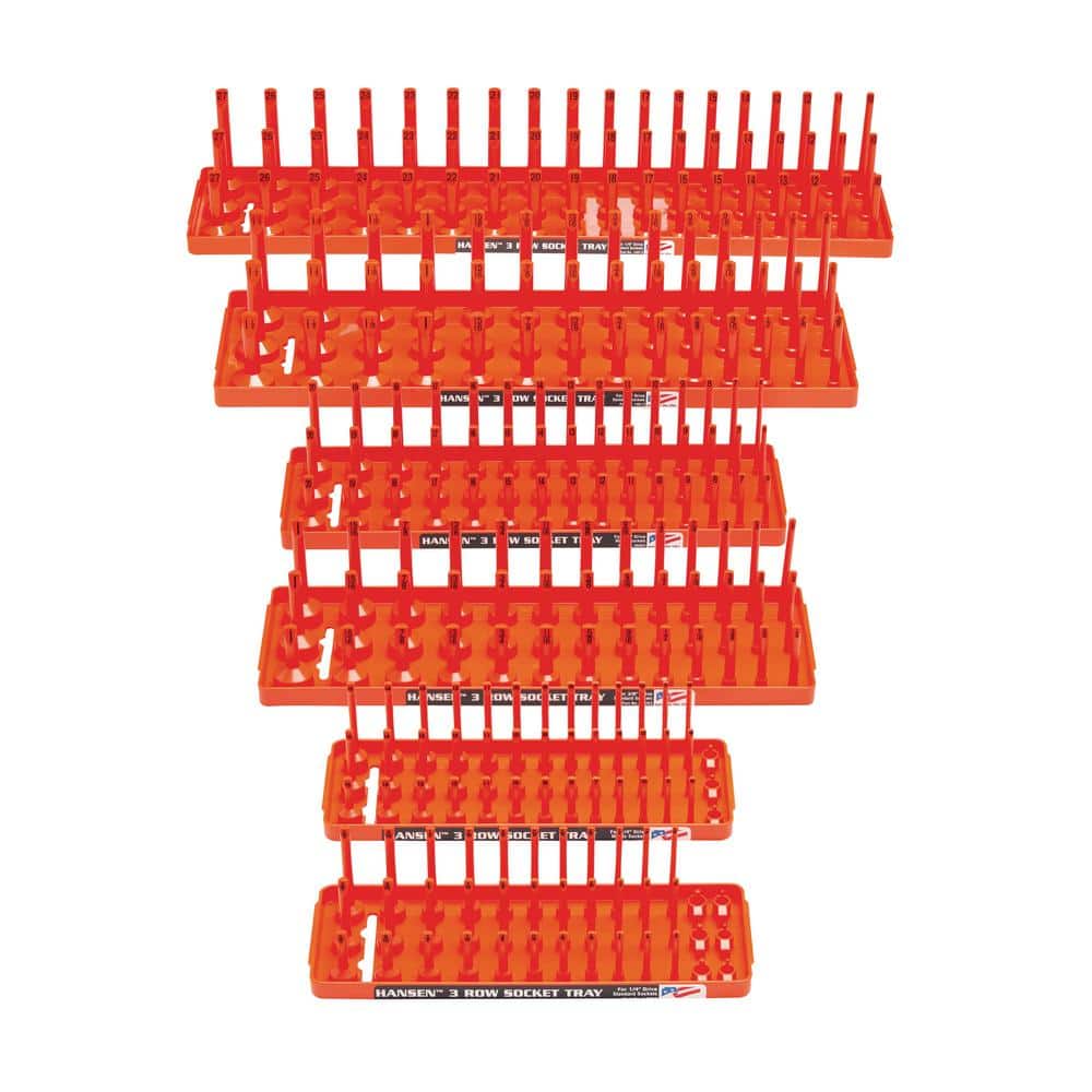 Hansen 6-Piece 3 Row SAE and Metric Socket Tray Set 92015 - The Home Depot