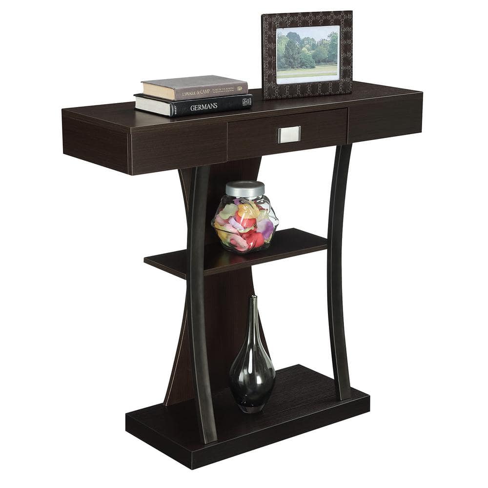 Newport Harri Espresso 3-Tier Console Table with Storage Drawer