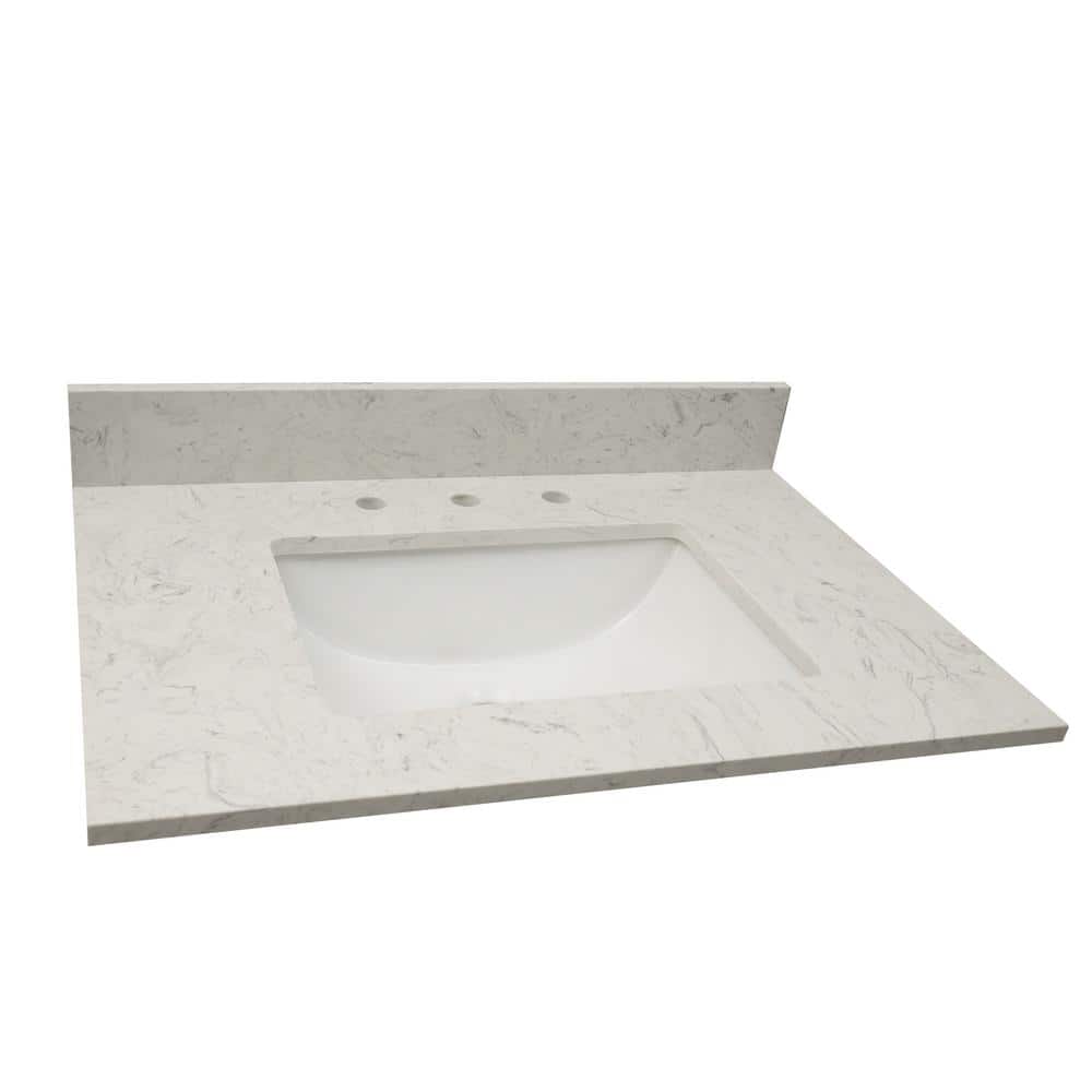 Carrara Classique 31" White Engineered Marble Vanity Top with Sink