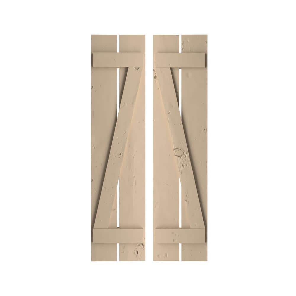11.5 in. x 62 in. Timberthane Polyurethane 2-Board Spaced Board-n-Batten Knotty Pine Faux Wood Shutters w/Z-Board Pair price history on PriceWatchPro