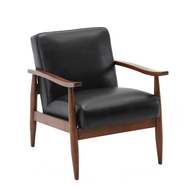 Austin Black Leather Gel Wooden Base, Small Leather Arm Chairs