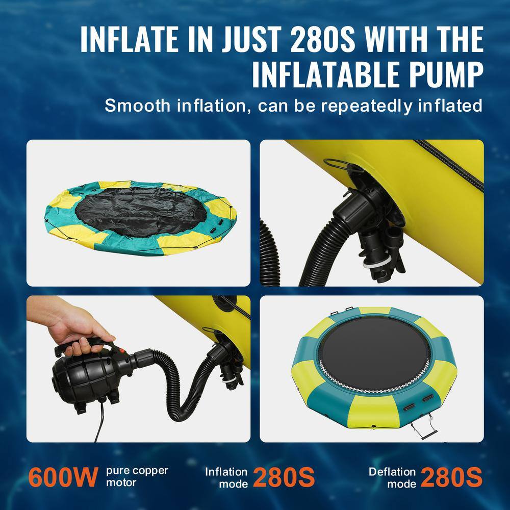 13 ft Yellow and Green Inflatable Water Trampoline