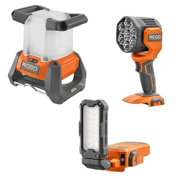 18V Cordless 3-Tool Lighting Combo Kit with Magnetic Light, 360° Area Light, Spotlight with 18V 2.0 Ah Starter Kit