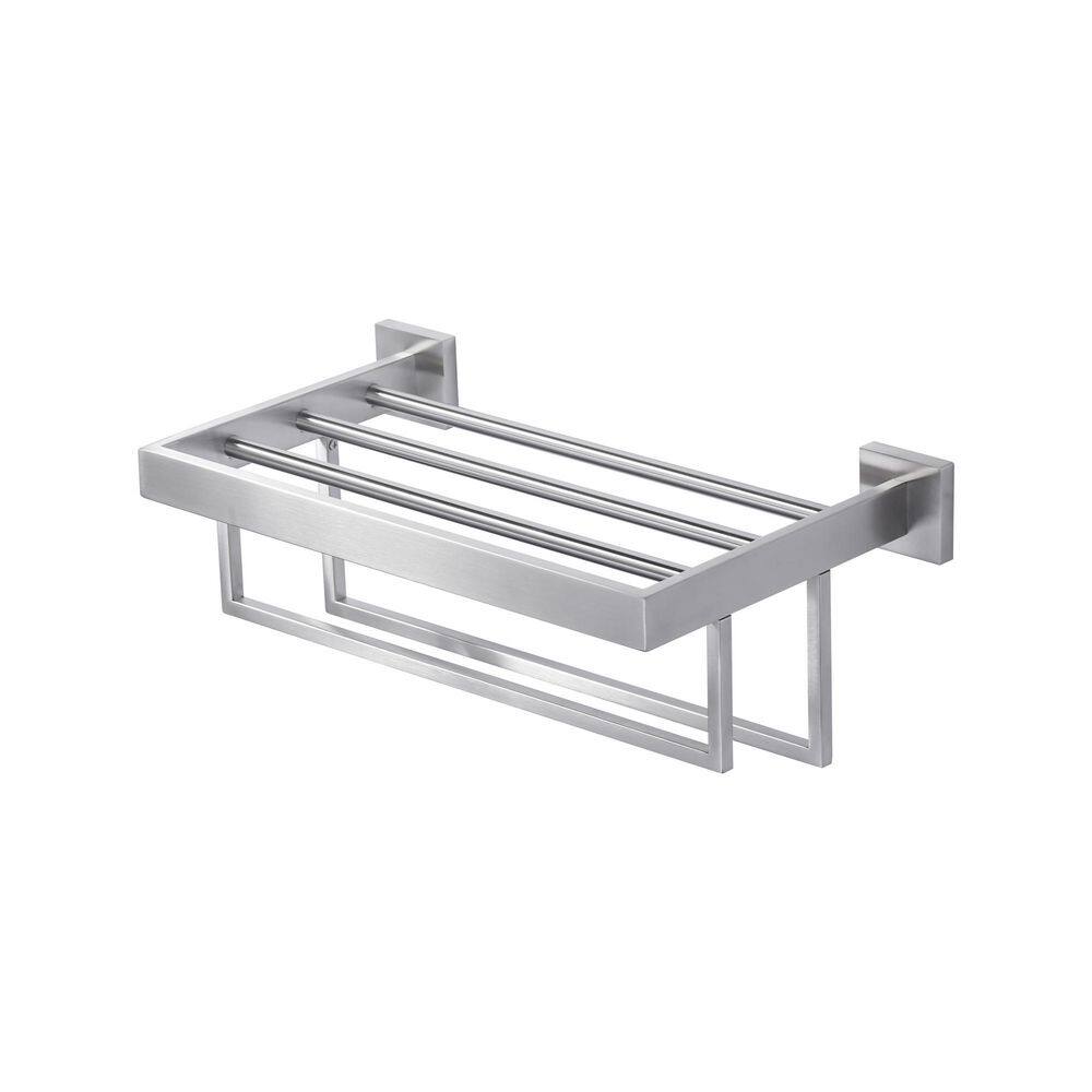 16 in. Stainless Steel Wall Mounted Double Towel Bar in Brushed Nickel